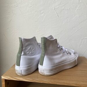 Custom Leather Converse High-Tops in White and Olive